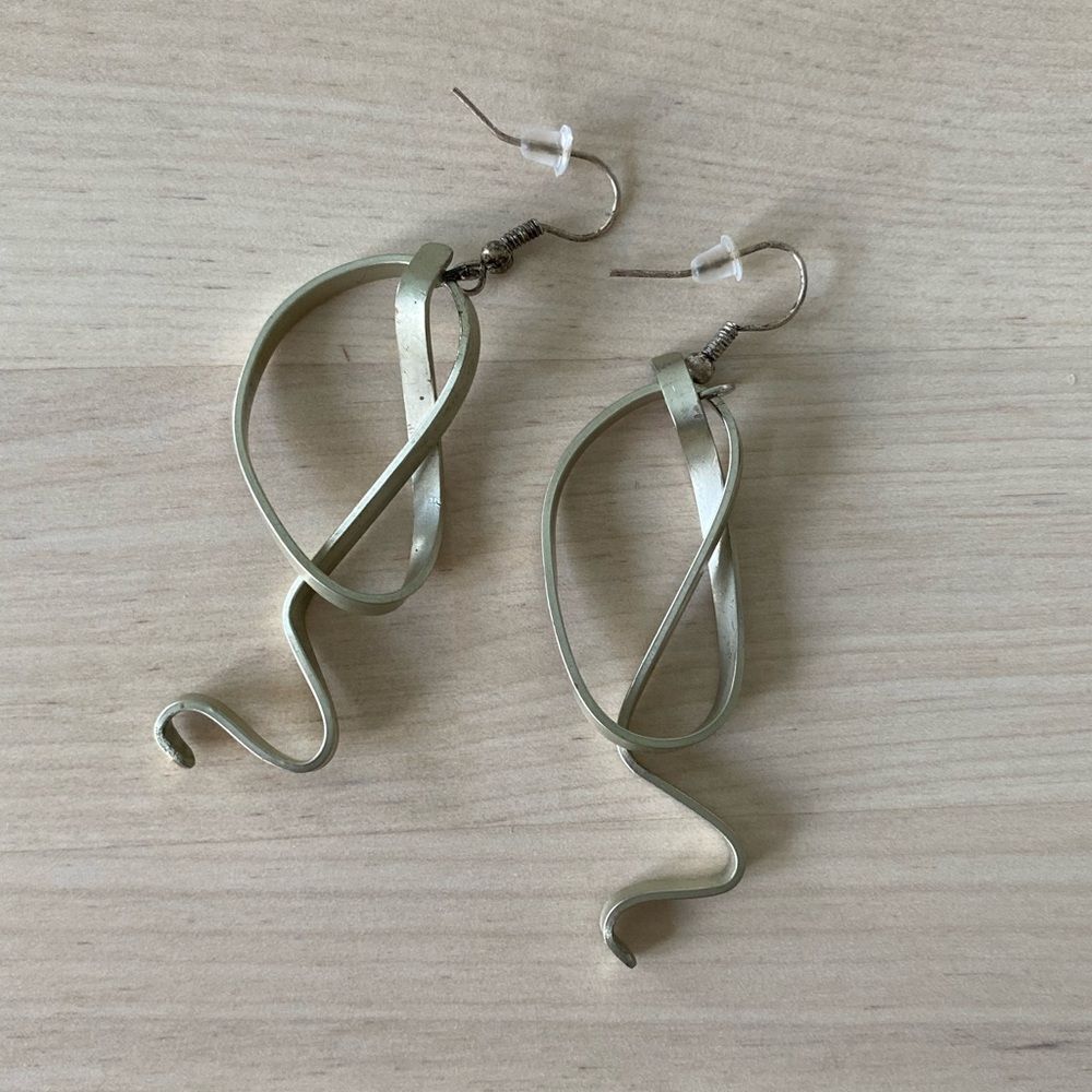 Abstract Swirl Silver Steel Earrings